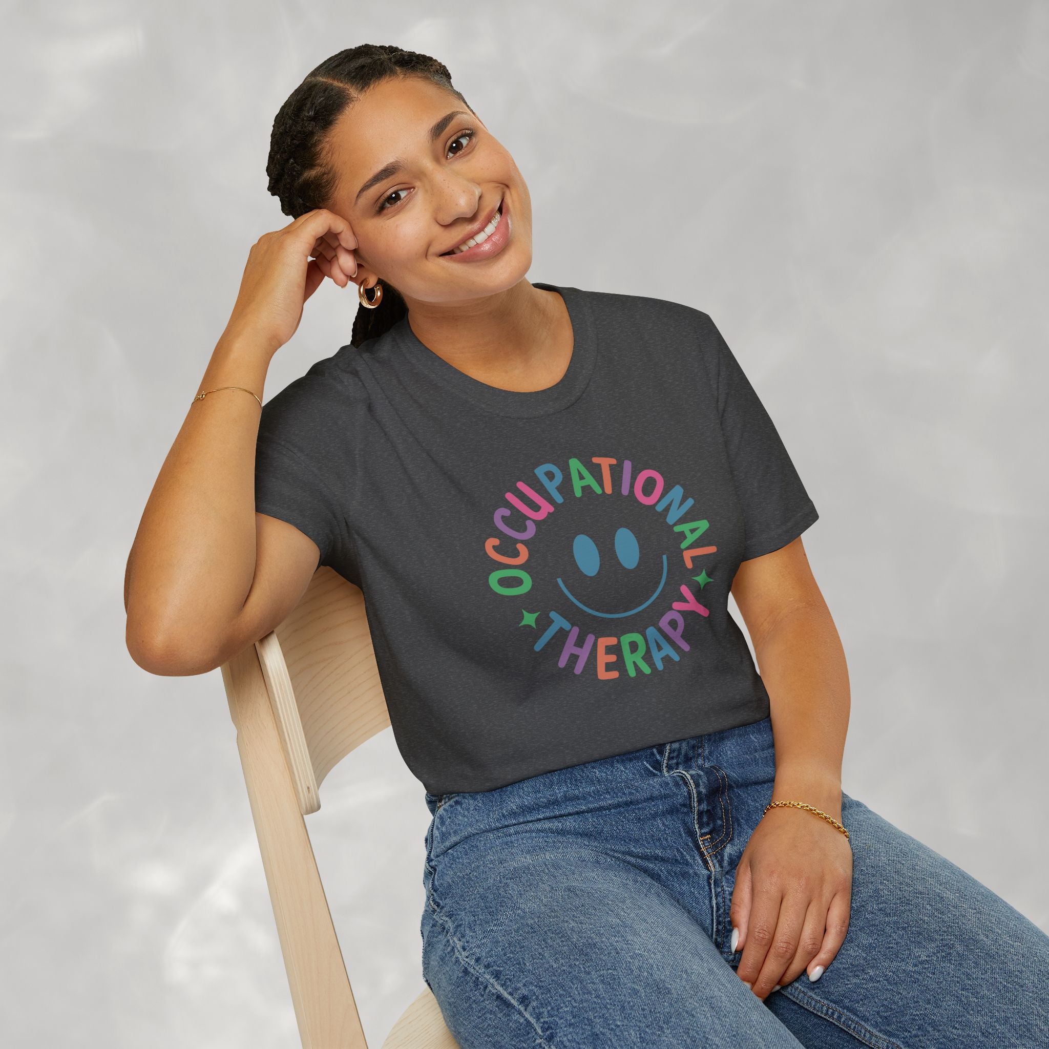 Occupational Therapy, Cute Playful Smile, OT, COTA Unisex Softstyle T-Shirt
