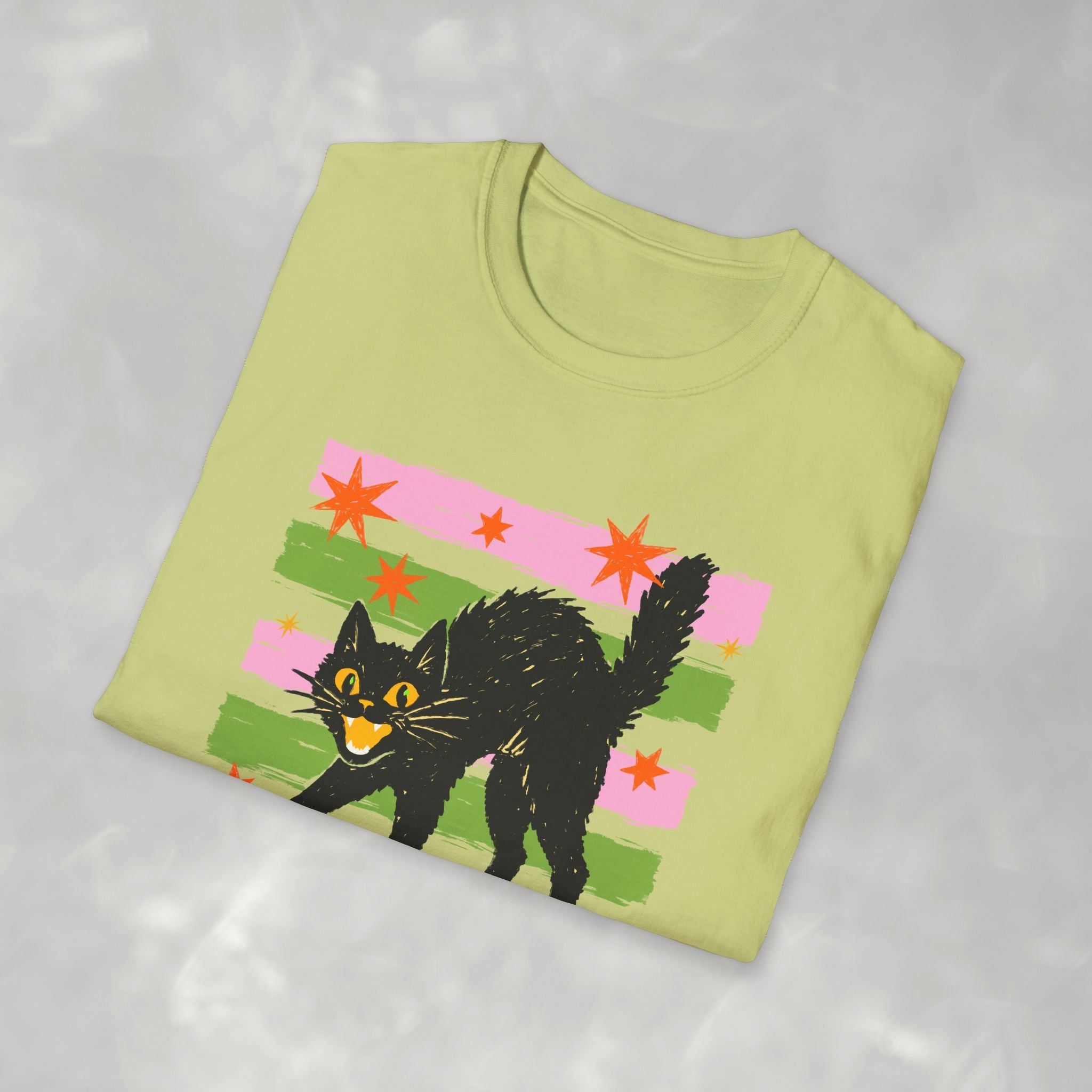 Spooky, Cute Black Cat, Halloween Gildan Unisex Softstyle T-Shirt