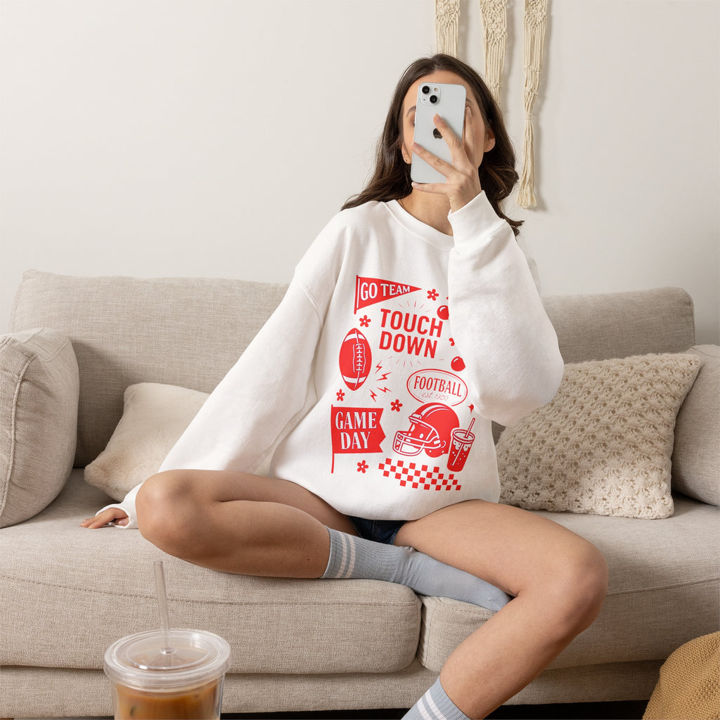 Football Season, Touchdown, Gameday, Cute Gildan Unisex Heavy Blend™ Crewneck Sweatshirt