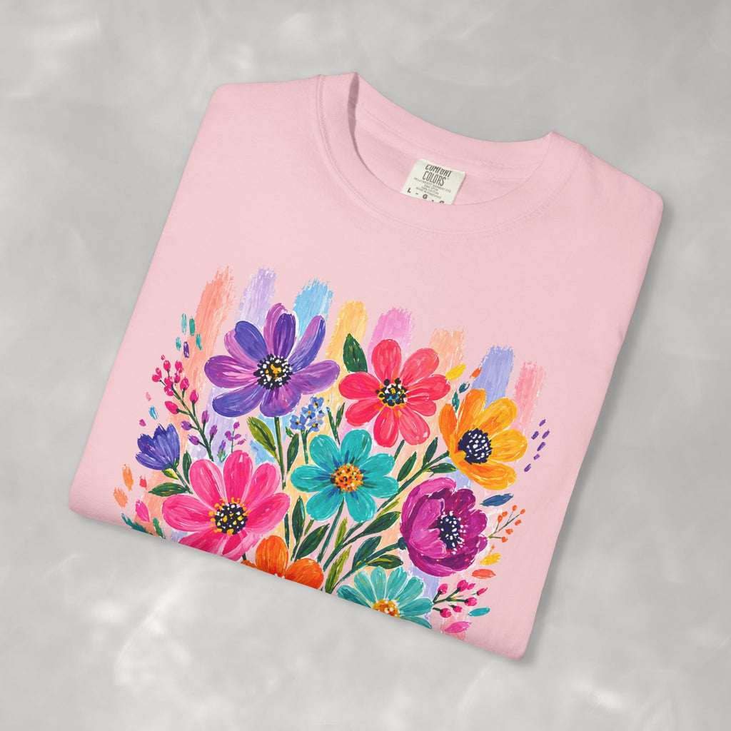Boho Floral Stripes Comfort Colors Tee