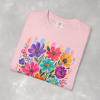 Boho Floral Stripes Comfort Colors Tee