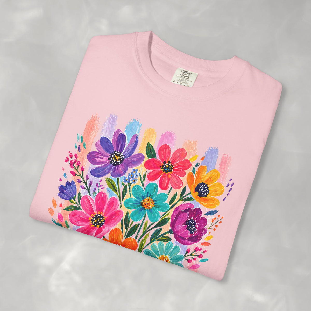 Boho Floral Stripes Comfort Colors Tee