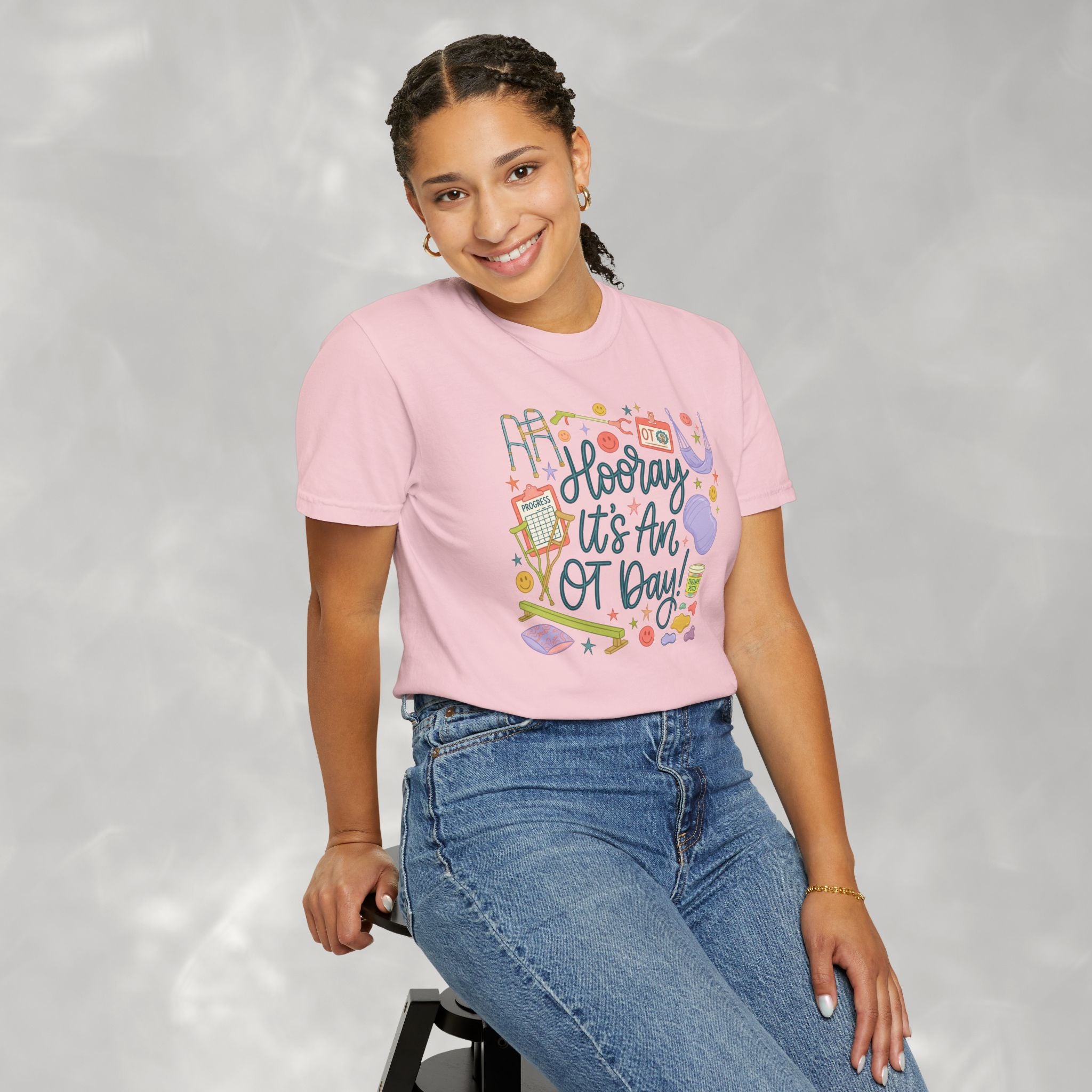 Hooray It's an OT Day, Cute, Playful, Pediatric Occupational Therapy, OTR, COTA Comfort Colors Tee