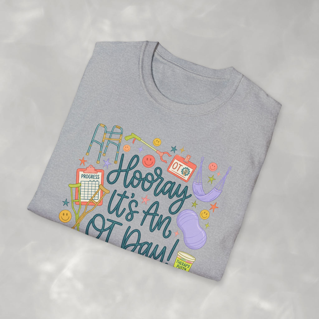 Hooray It's an OT Day, Cute, Playful, Pediatric Occupational Therapy, OTR, COTA Gildan Unisex Softstyle T-Shirt