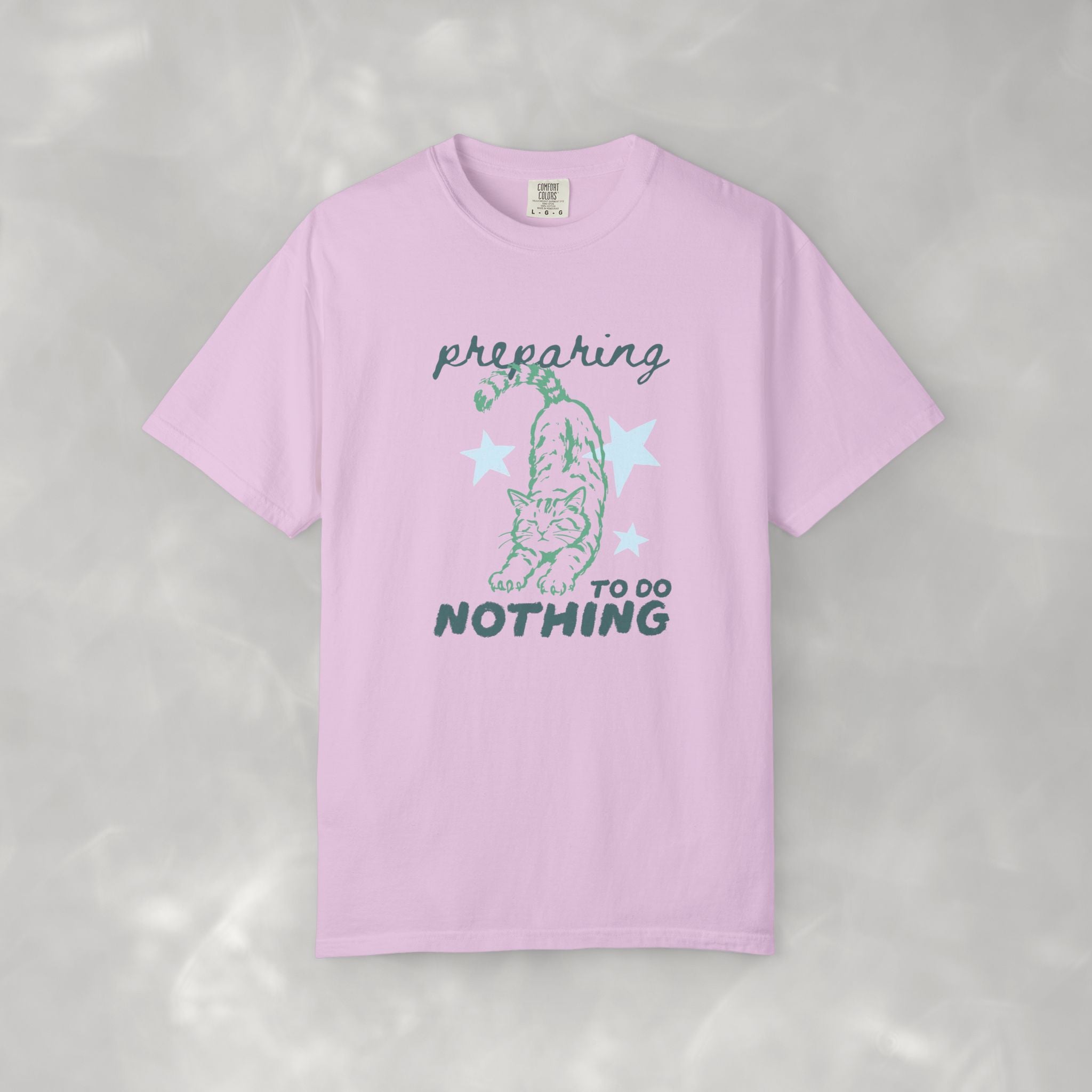 Preparing to do Nothing, Funny, Cute, Cat Lover Comfort Colors Tee