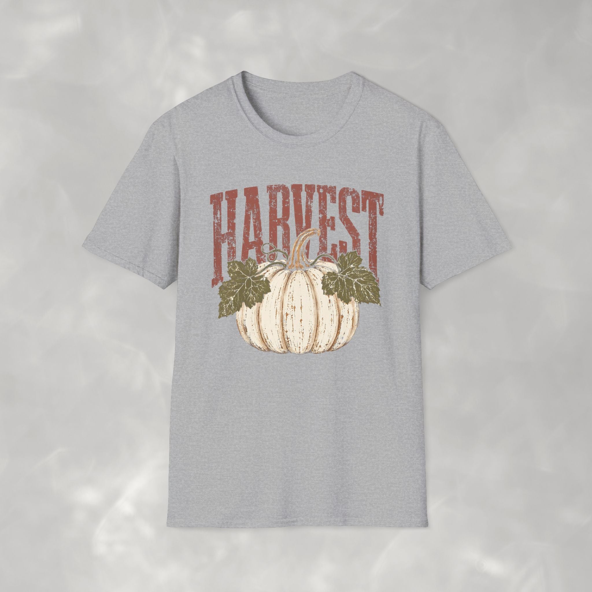 Autumn Harvest, White Pumpkin Retro Gildan Unisex Softstyle T-Shirt