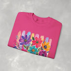 Boho Floral Striped Gildan Unisex Heavy Blend™ Crewneck Sweatshirt