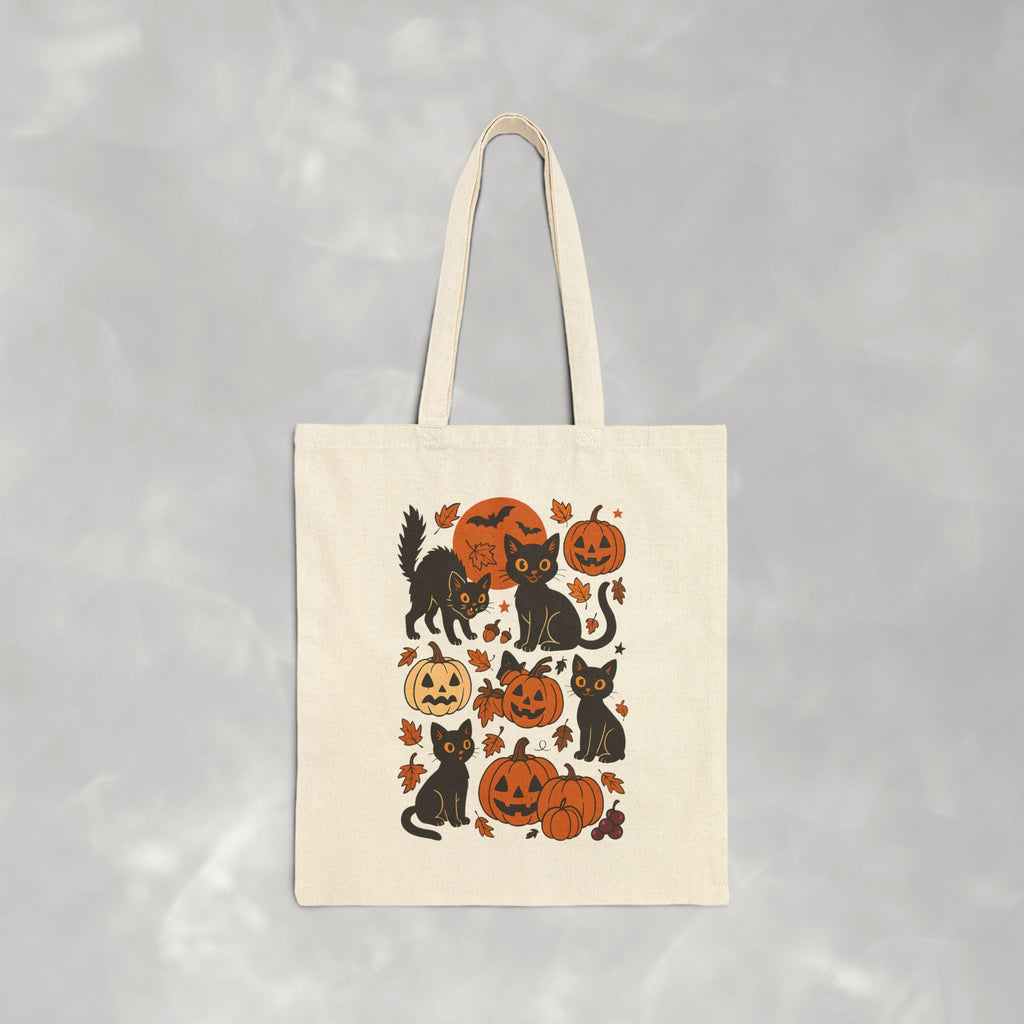 Spooky Black Cats and Jack-O-Lanterns Double-Sided Cotton Canvas Tote Bag