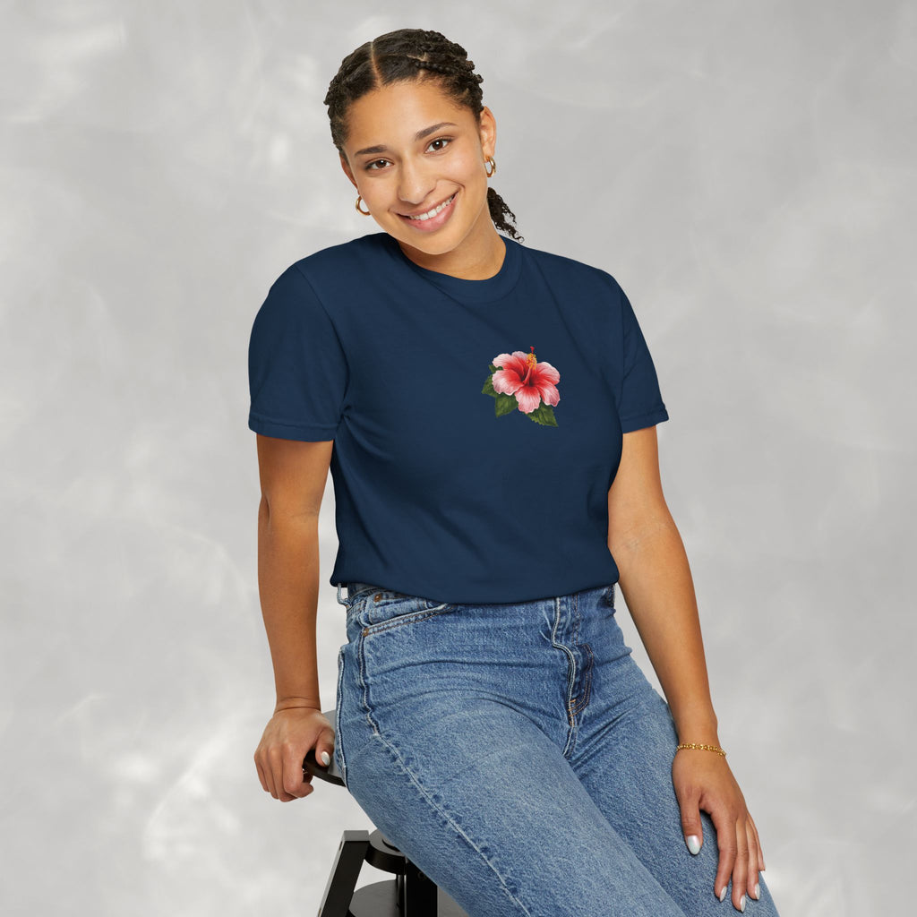 Sunny Days Hibiscus Unisex CC Tee, Summer Comfort Colors T-shirt for Men and Women