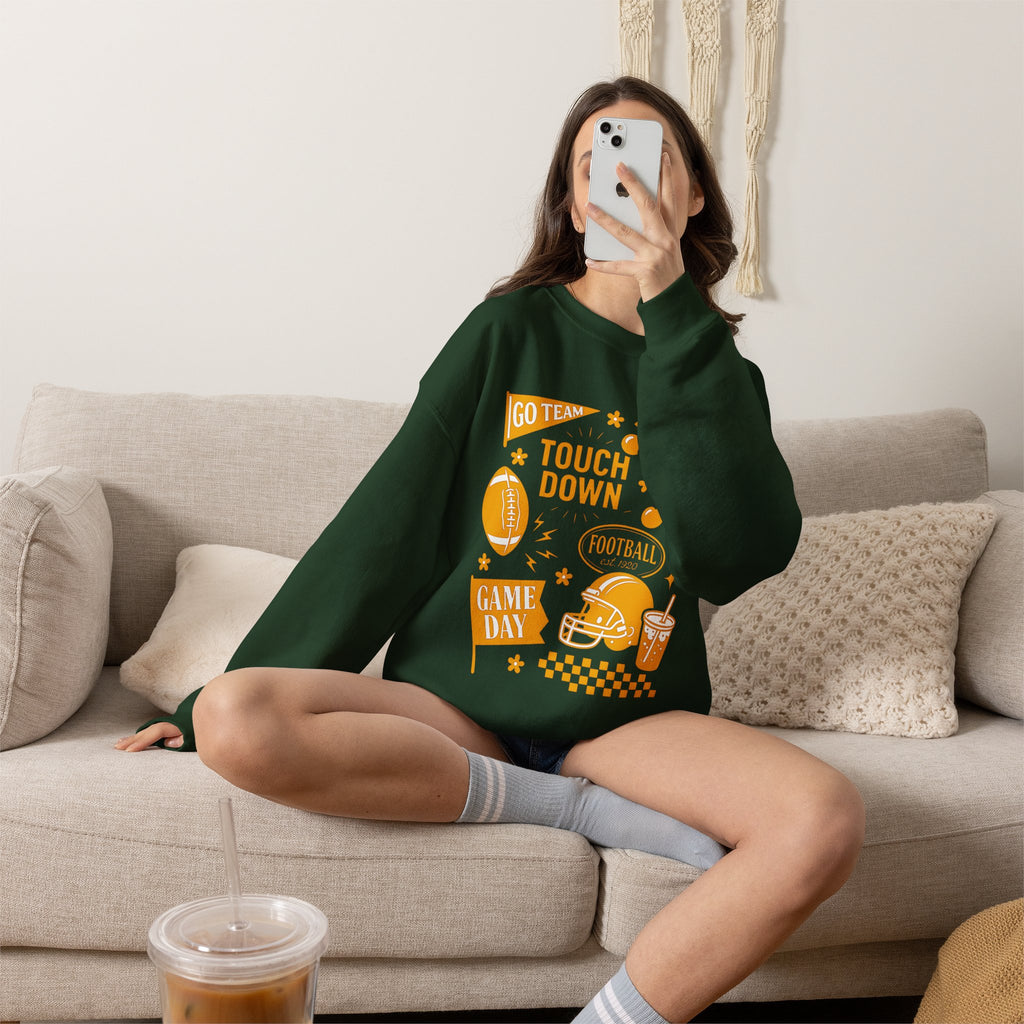 Football Season, Touchdown, Gameday, Cute Gildan Unisex Heavy Blend™ Crewneck Sweatshirt