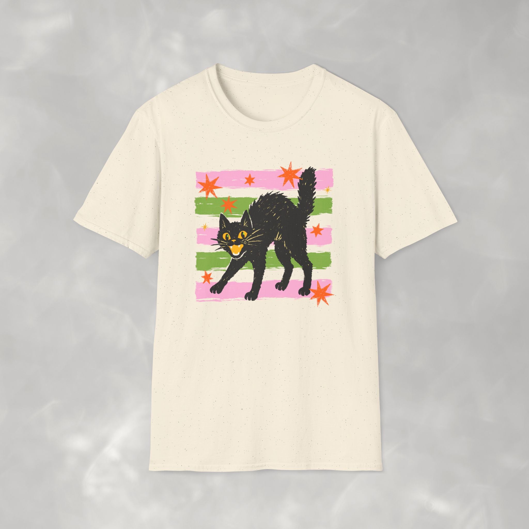 Spooky, Cute Black Cat, Halloween Gildan Unisex Softstyle T-Shirt