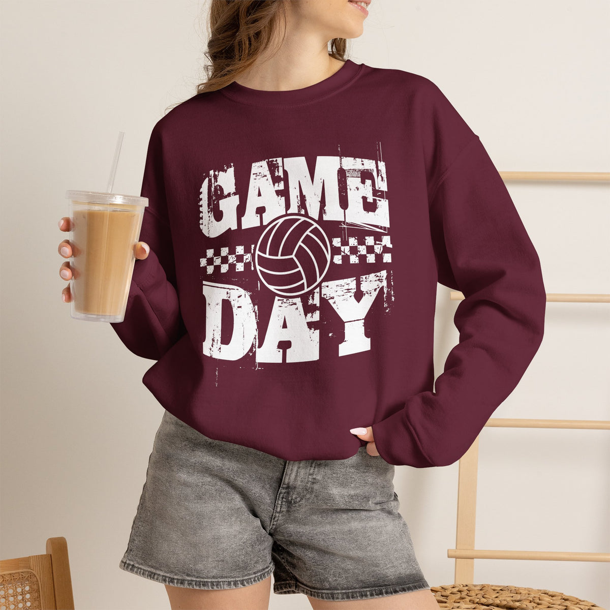 Retro Vintage Volleyball Game Day Gildan Unisex Heavy Blend™ Crewneck Sweatshirt