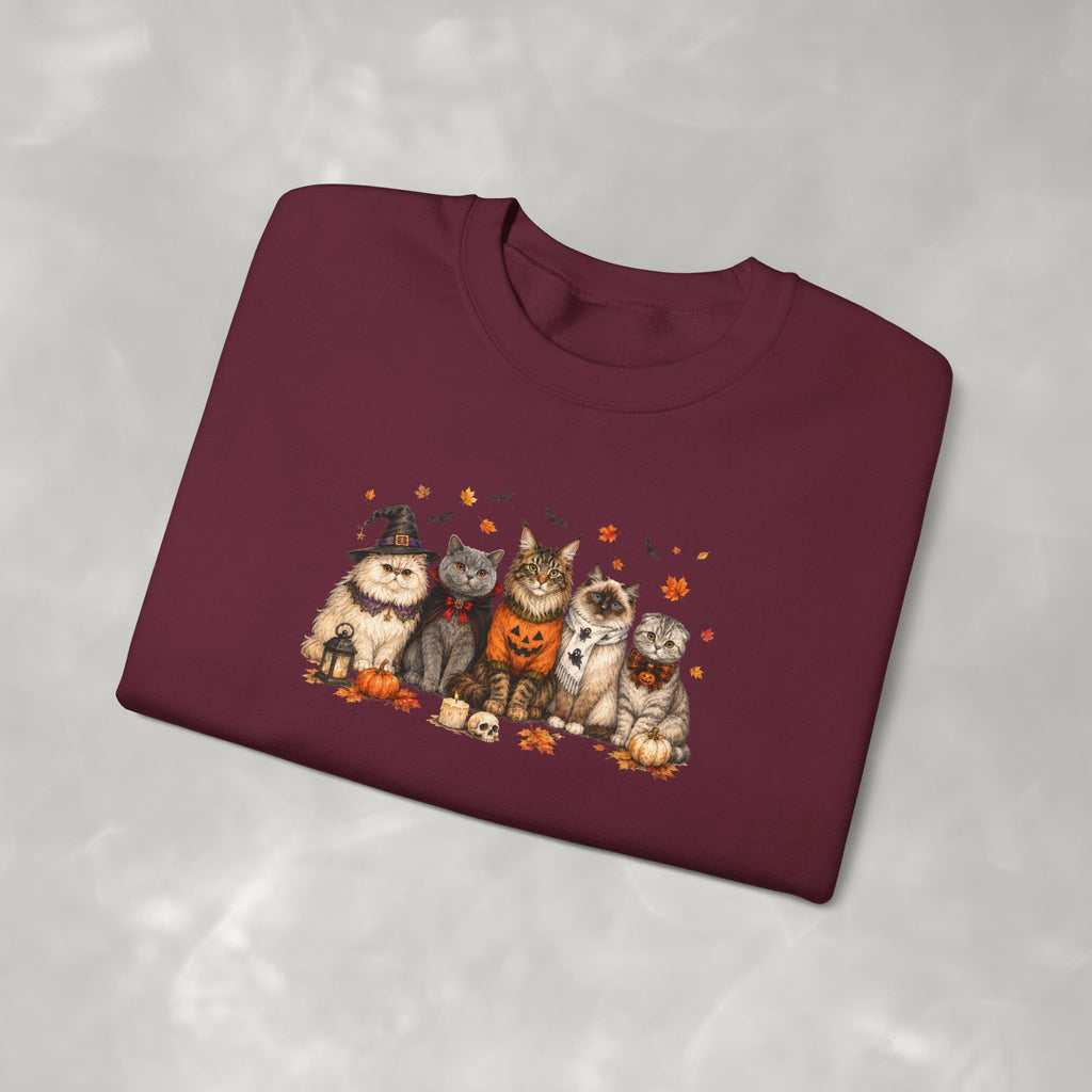 Retro Cats in Halloween Costume Gildan Unisex Heavy Blend™ Crewneck Sweatshirt