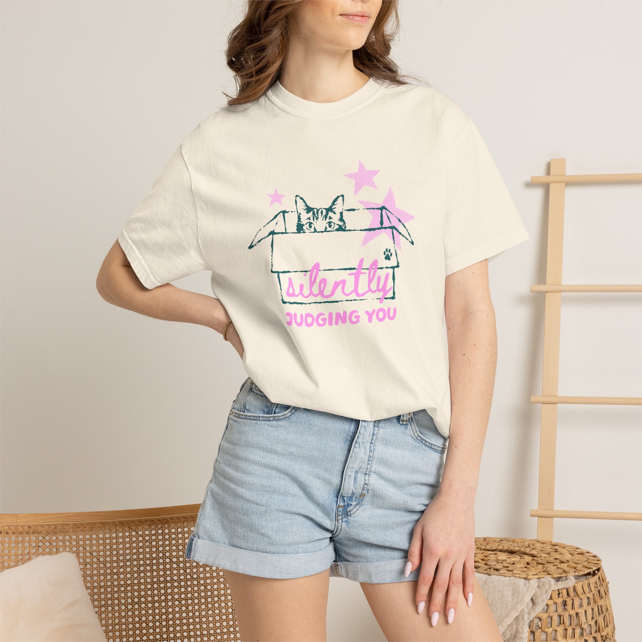 Silently Judging You, Funny, Cat Lover Comfort Colors Tee