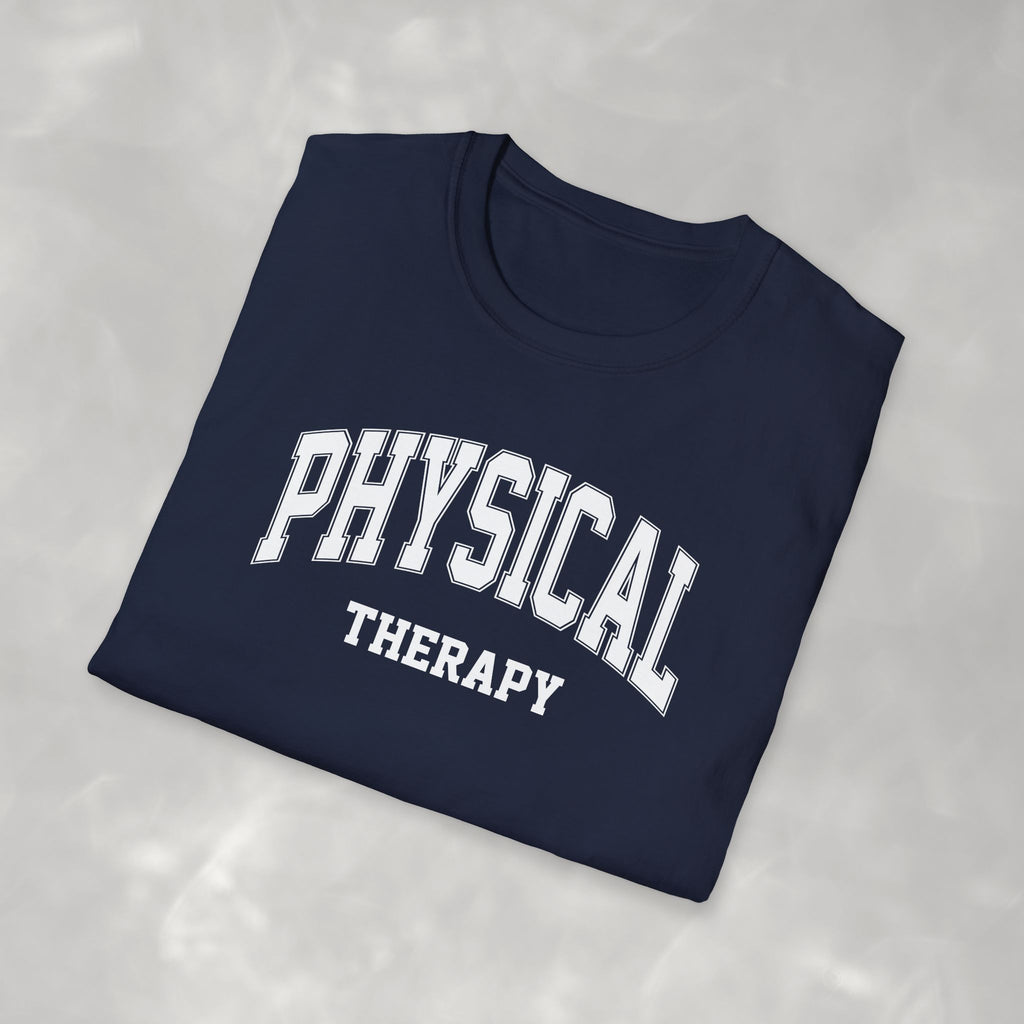 Physical Therapy, Therapist Varsity Style Gildan Unisex Softstyle T-Shirt