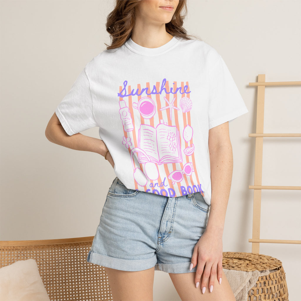 Sunshine and a Good Book, Book Lover Comfort Colors Tee