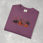 Cute Black Cats Playing in Autumn Leaves Comfort Colors Tee