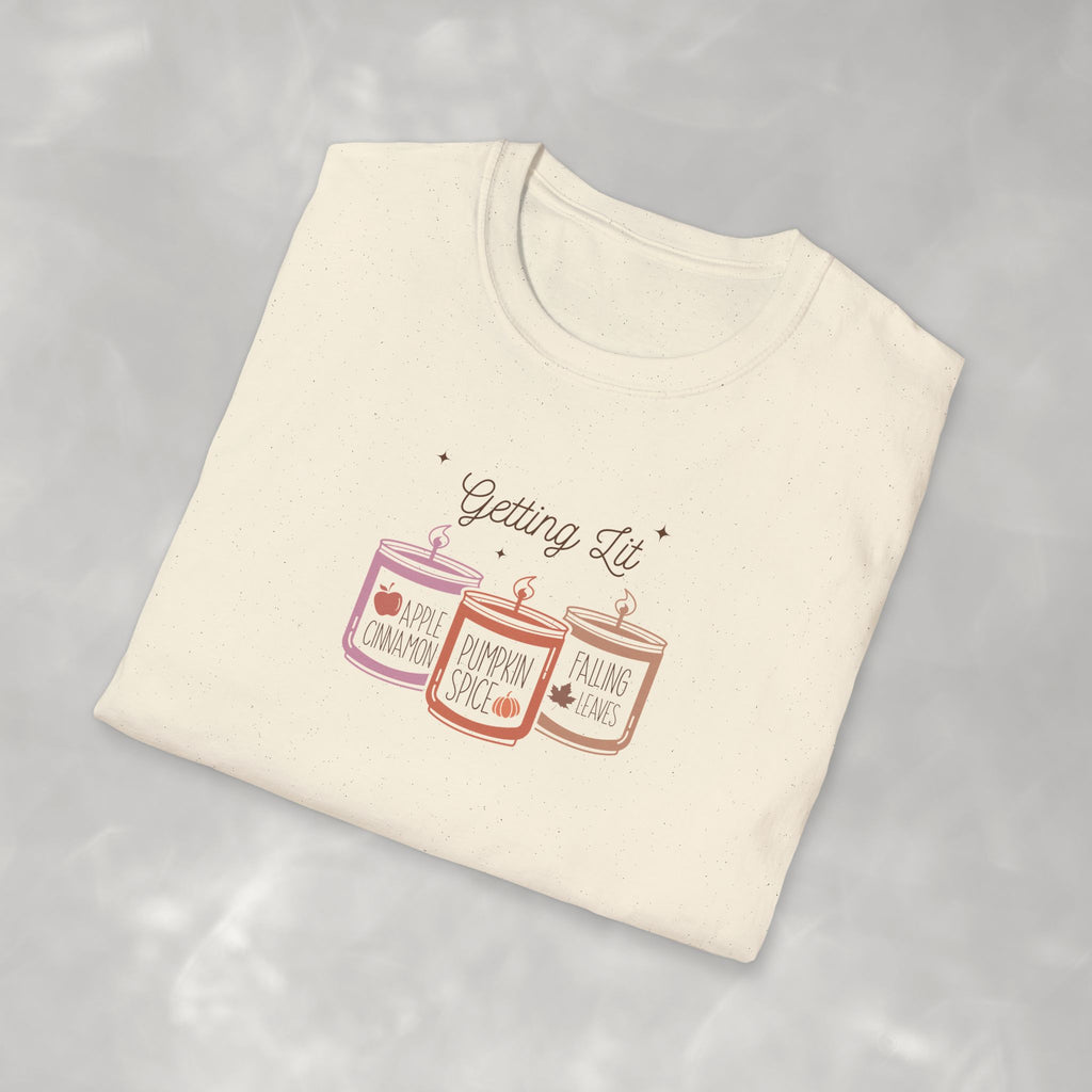 Getting Lit Funny Fall Candle Gildan Unisex Softstyle T-Shirt