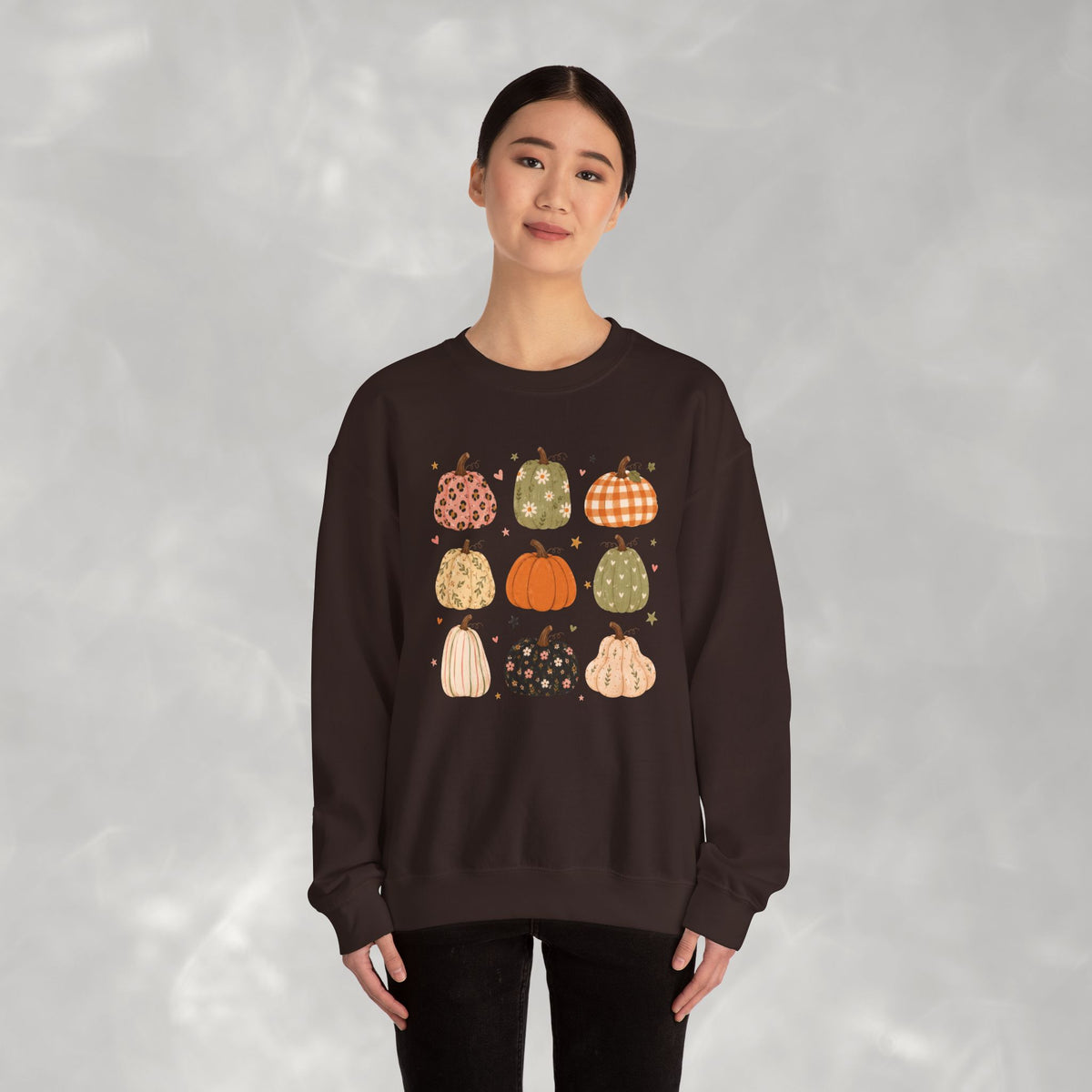 Whimsical Autumn Pumpkins Gildan Unisex Heavy Blend™ Crewneck Sweatshirt for Fall, Thanksgiving