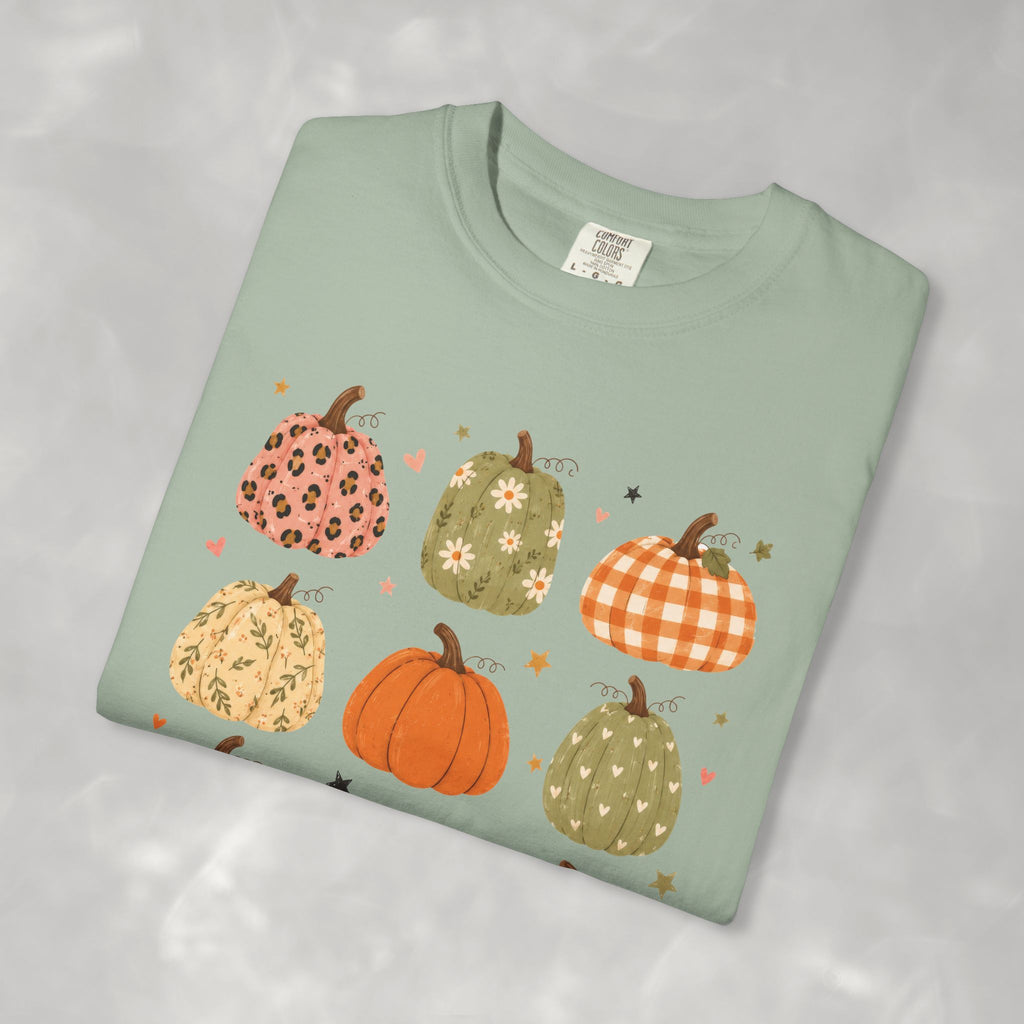 Whimsical Autumn Pumpkins Comfort Color Garment-Dyed T-shirt for Fall, Thanksgiving