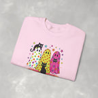 Preppy, Girly, Cute Halloween Ghosts with Cats, Gildan Unisex Heavy Blend™ Crewneck Sweatshirt