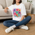 Boho Striped Flowers Gildan Softstyle T-Shirt