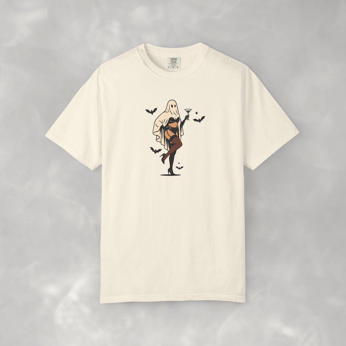 Spooky Retro Ghost Babe Unisex Comfort Colors Tee