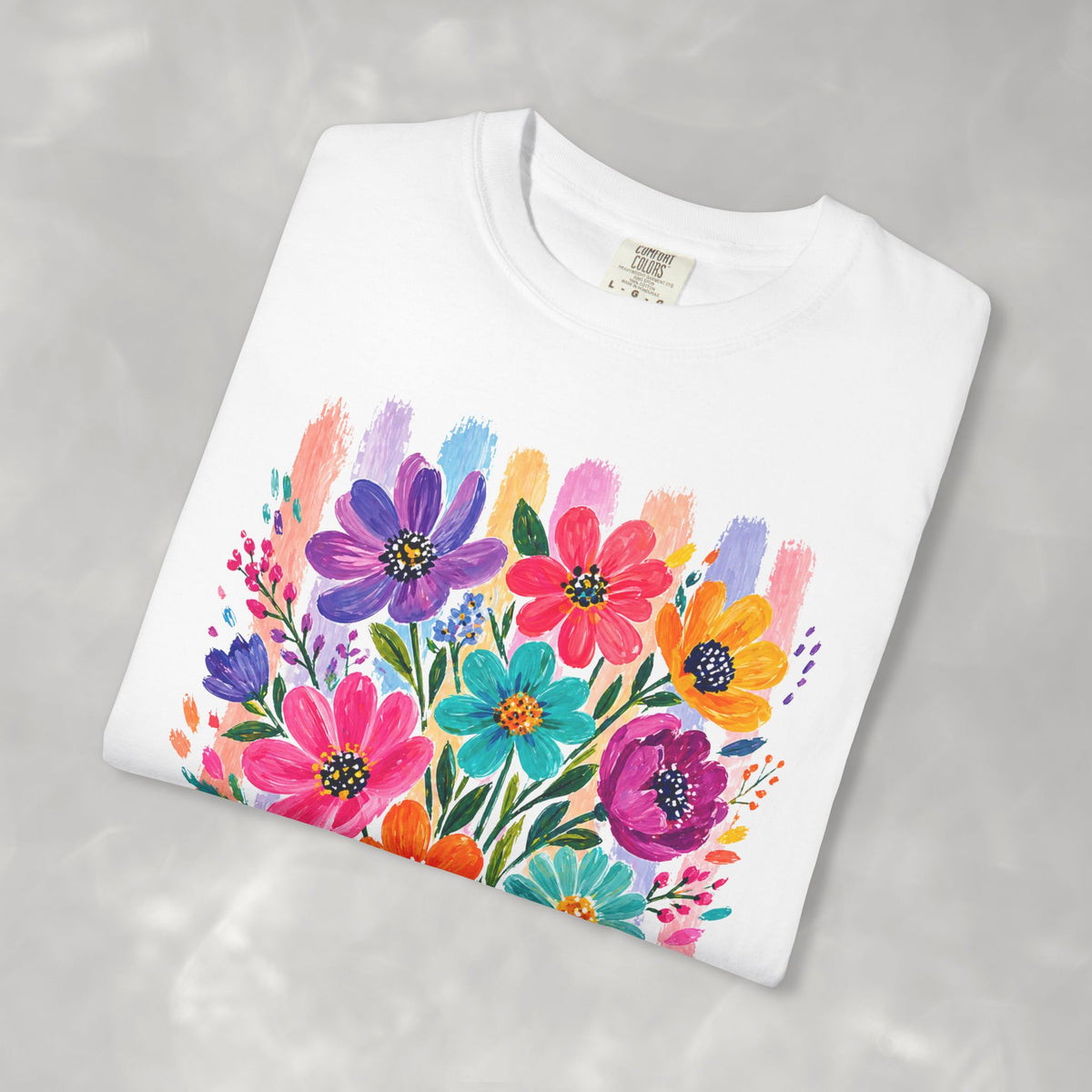 Boho Floral Stripes Comfort Colors Tee
