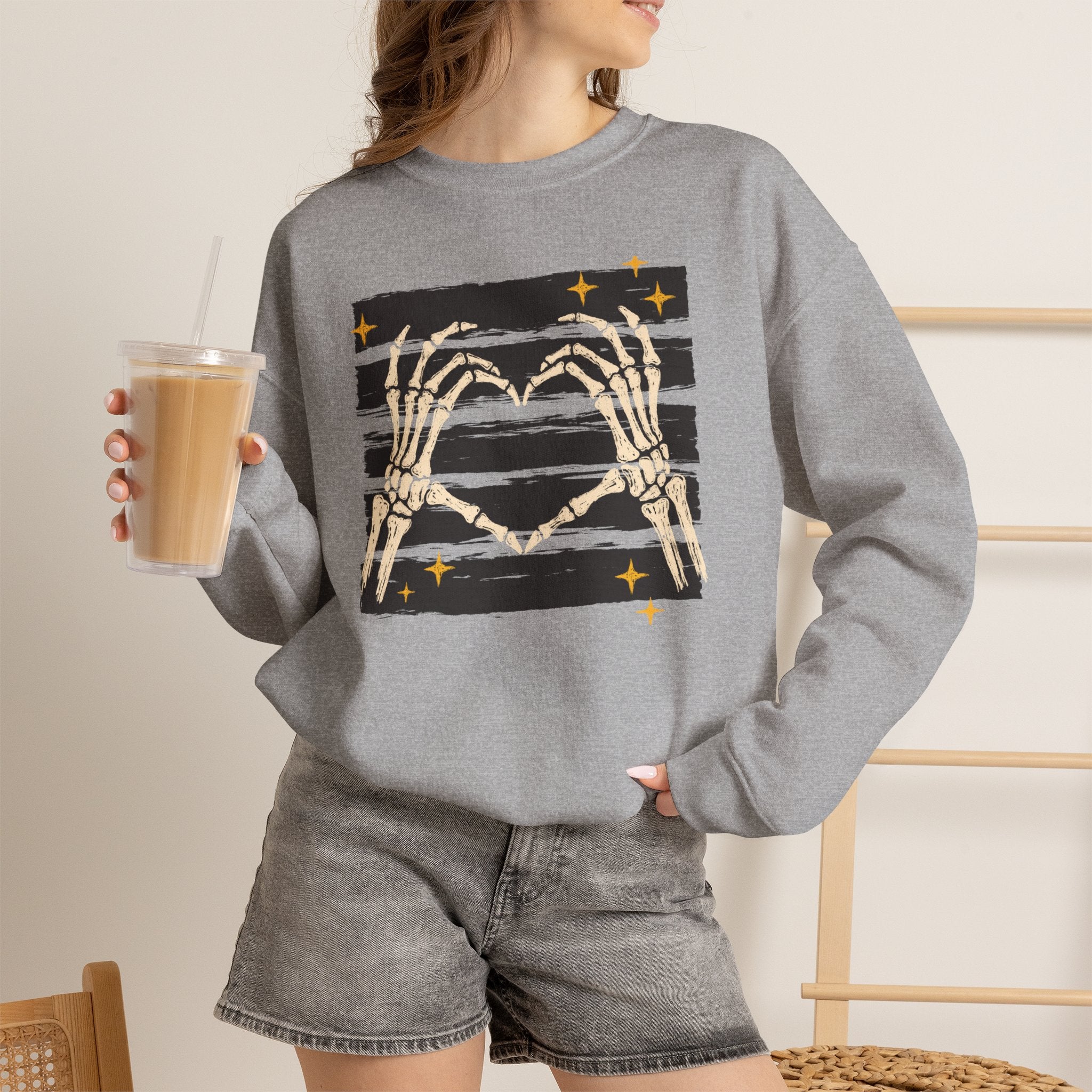 Spooky Skeleton Hands, Cute Halloween Unisex Heavy Blend™ Crewneck Sweatshirt