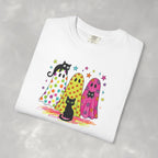 Preppy, Girly, Cute Halloween Ghosts with Cats, Comfort Colors Tee