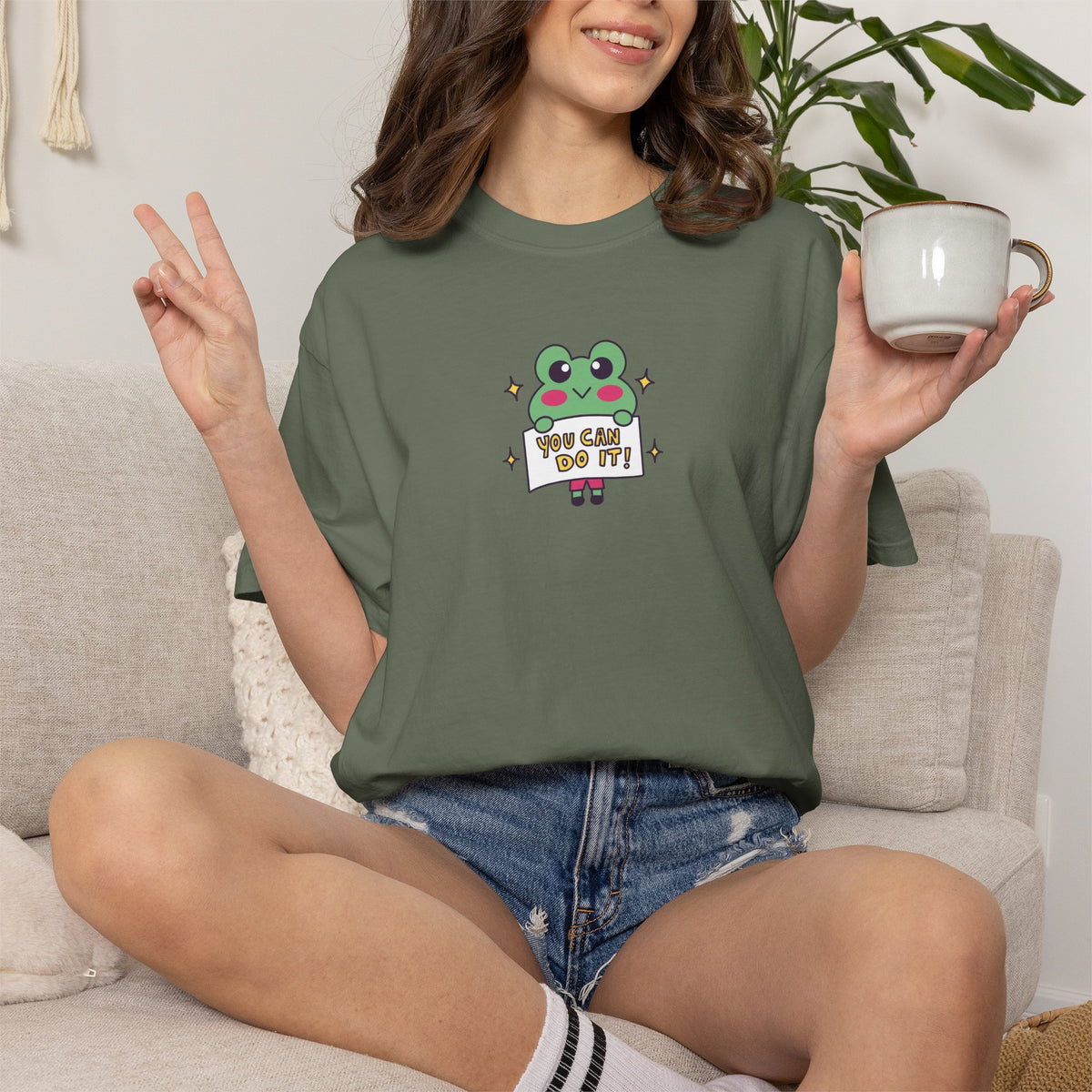 You Can Do It, Cute Motivational Frog Unisex Comfort Colors Tee for OT, PT, Speech Therapist