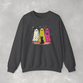 Preppy, Girly, Cute Halloween Ghosts with Cats, Gildan Unisex Heavy Blend™ Crewneck Sweatshirt