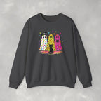 Preppy, Girly, Cute Halloween Ghosts with Cats, Gildan Unisex Heavy Blend™ Crewneck Sweatshirt