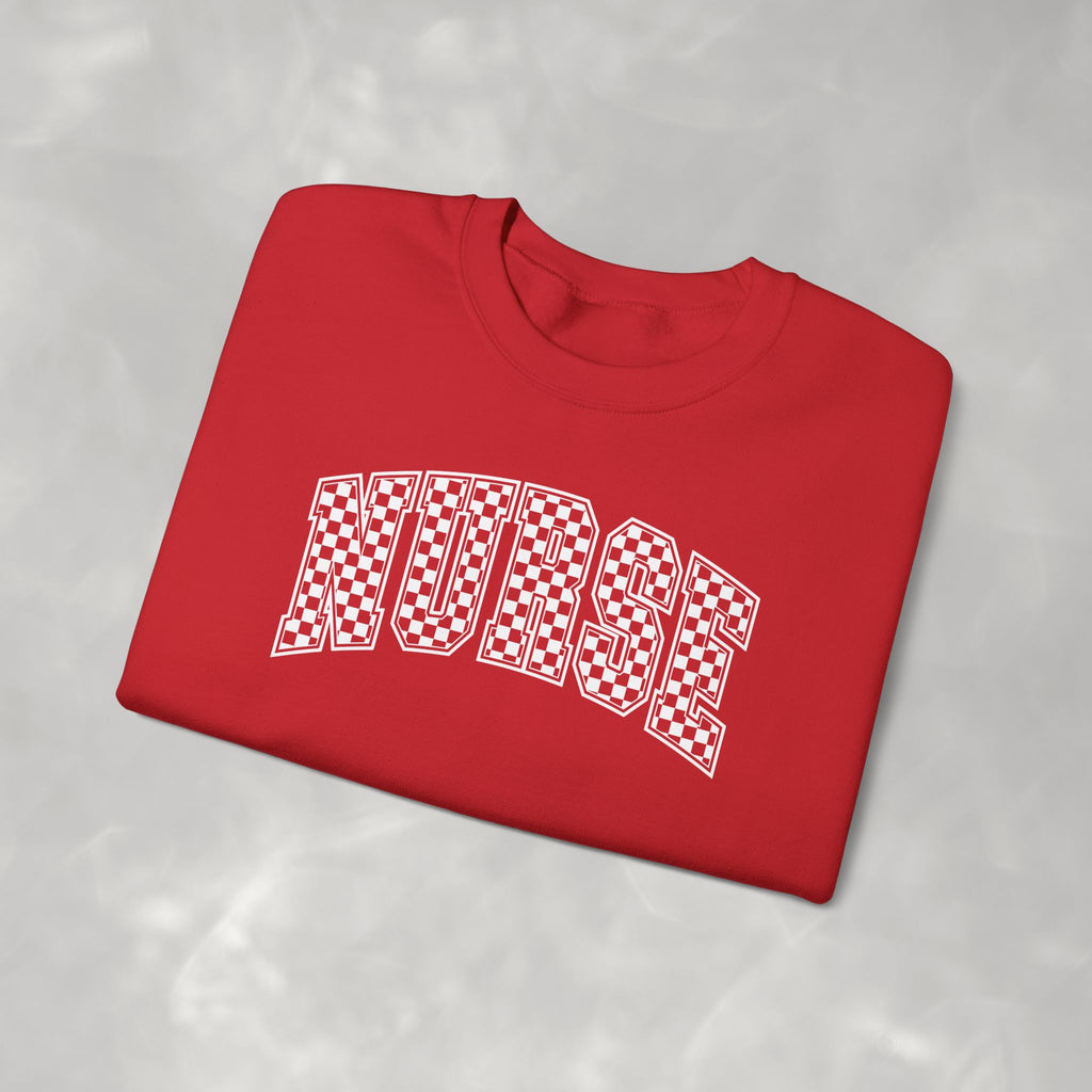 Nurse Checkered Gildan Unisex Heavy Blend™ Crewneck Sweatshirt for RN, LPN, GN, Nursing Students