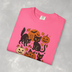 Spooky Black Cats and Jack-O-Lanterns, Unisex Comfort Colors Tee