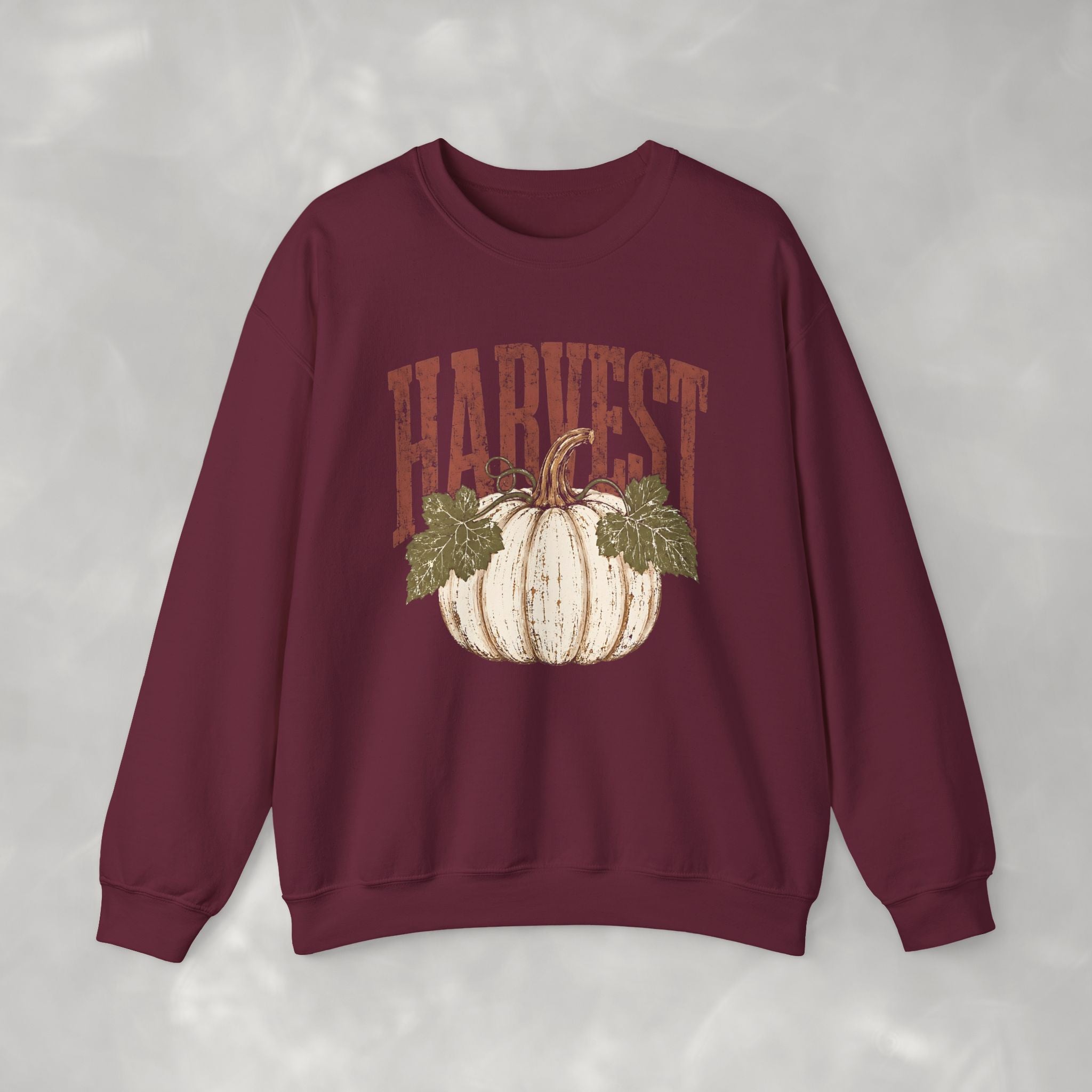 Autumn Harvest, White Pumpkin Retro Gildan Unisex Heavy Blend™ Crewneck Sweatshirt