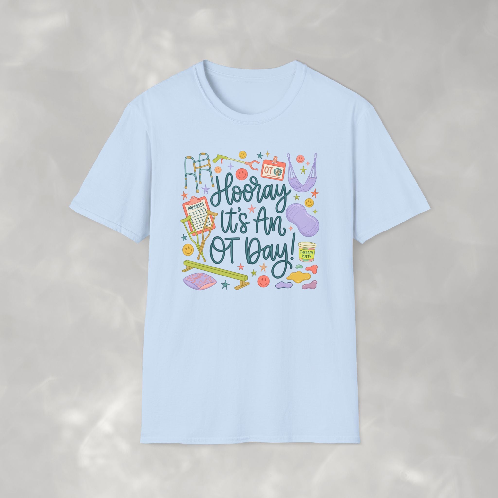 Hooray It's an OT Day, Cute, Playful, Pediatric Occupational Therapy, OTR, COTA Gildan Unisex Softstyle T-Shirt