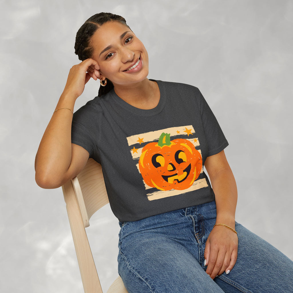 Happy Jack-O-Lantern, Striped Halloween Gildan Unisex Softstyle T-Shirt