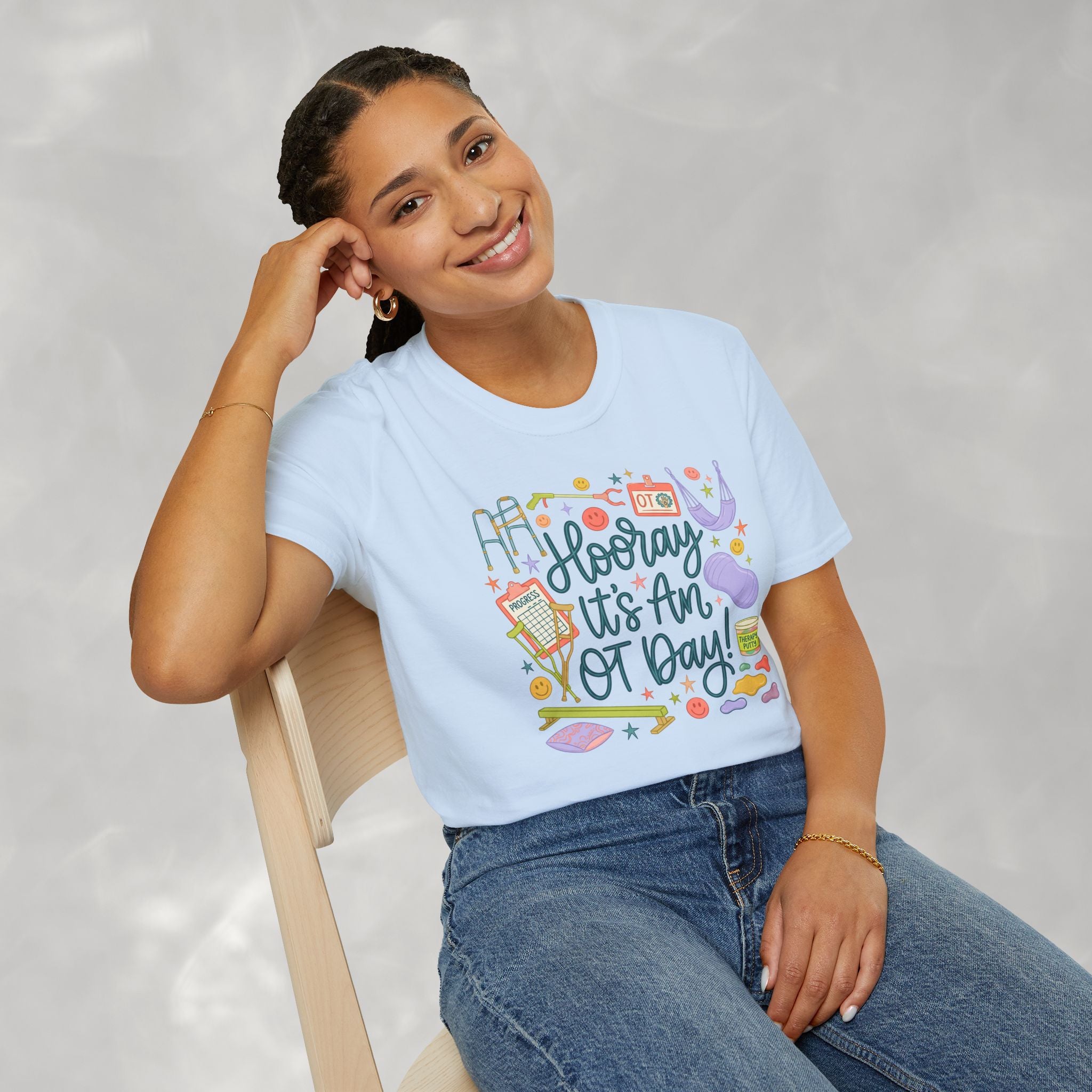 Hooray It's an OT Day, Cute, Playful, Pediatric Occupational Therapy, OTR, COTA Gildan Unisex Softstyle T-Shirt