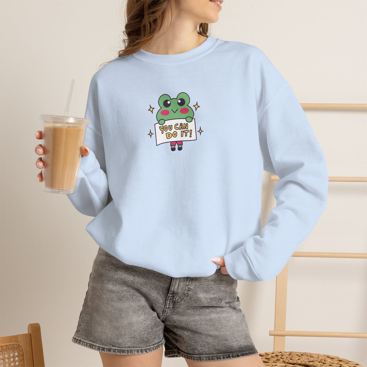 You Can Do It, Cute Motivational Frog Unisex Heavy Blend™ Crewneck Sweatshirt for OT, PT, Speech Therapist