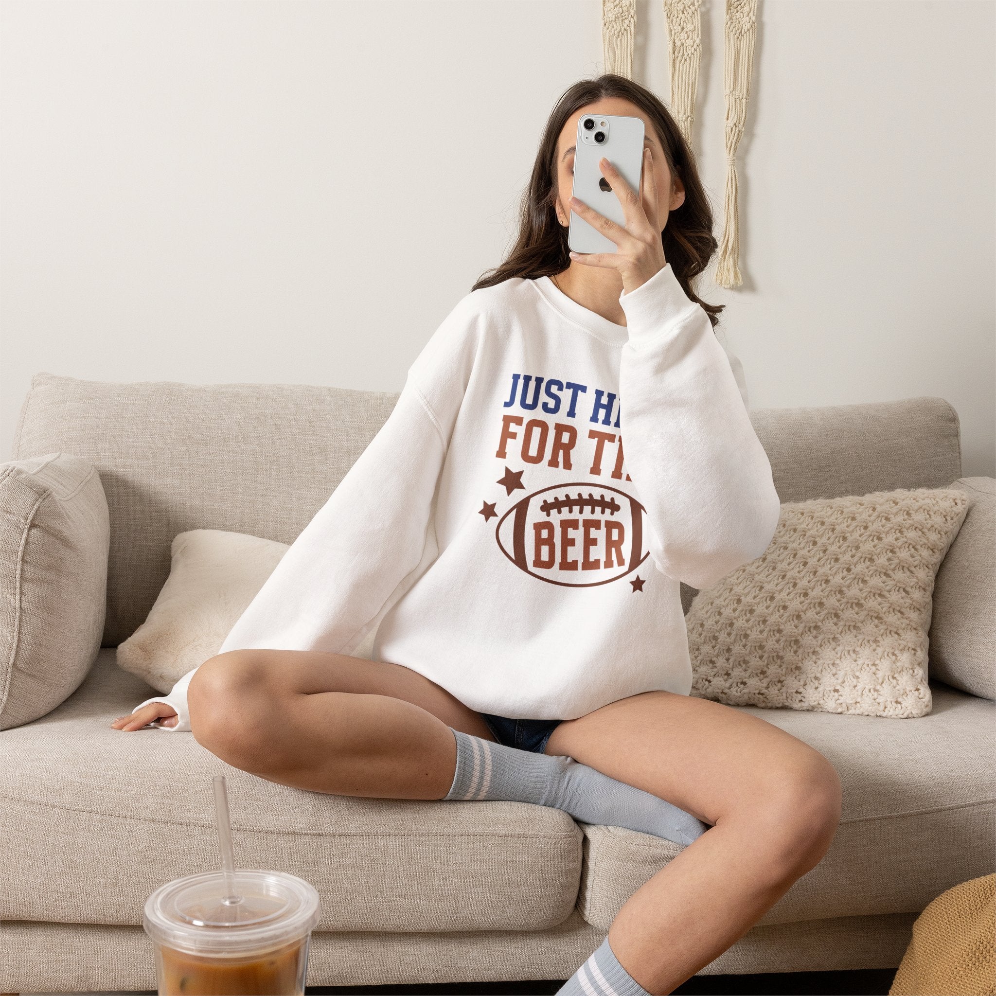 Funny Just Here for the Beer, Gildan Unisex Heavy Blend™ Crewneck Sweatshirt