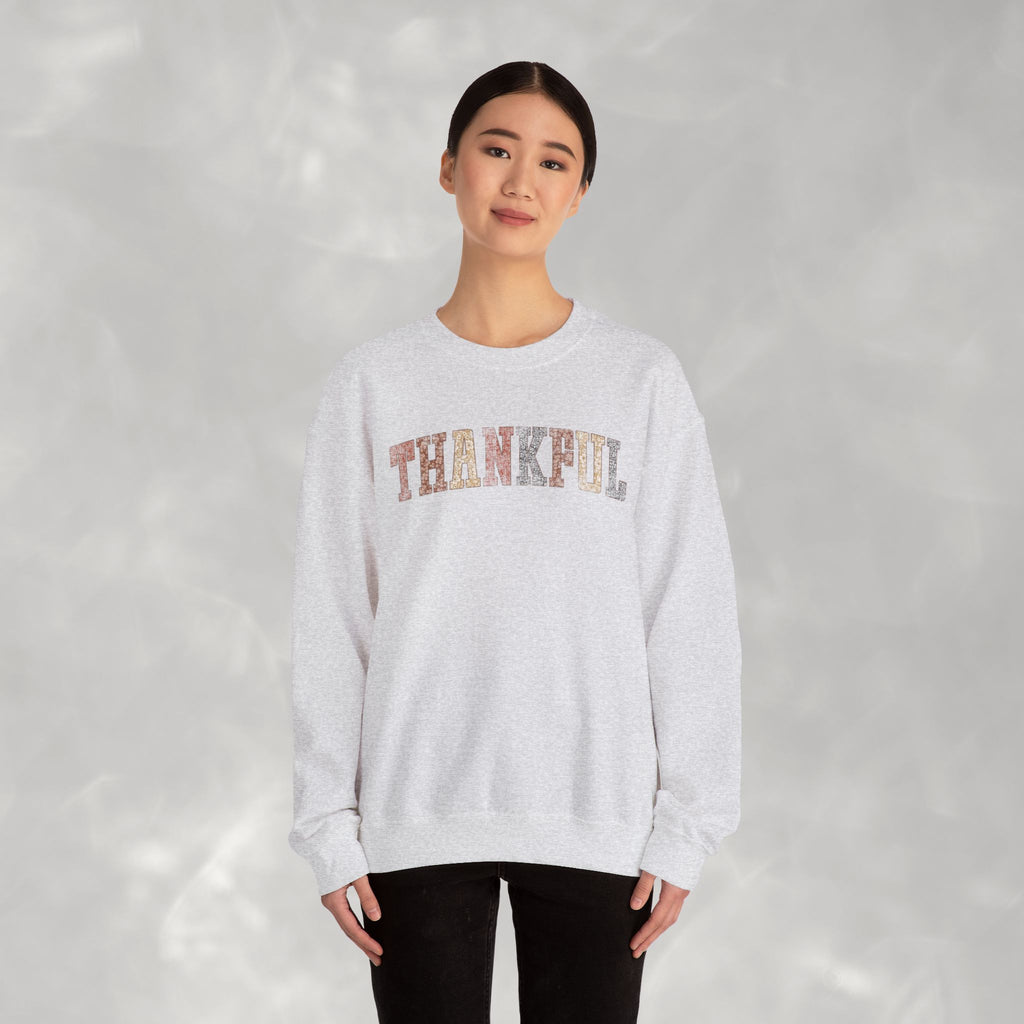 Thankful Cute Boho Trendy Gildan Unisex Heavy Blend™ Crewneck Sweatshirt for Autumn, Fall, Thanksgiving
