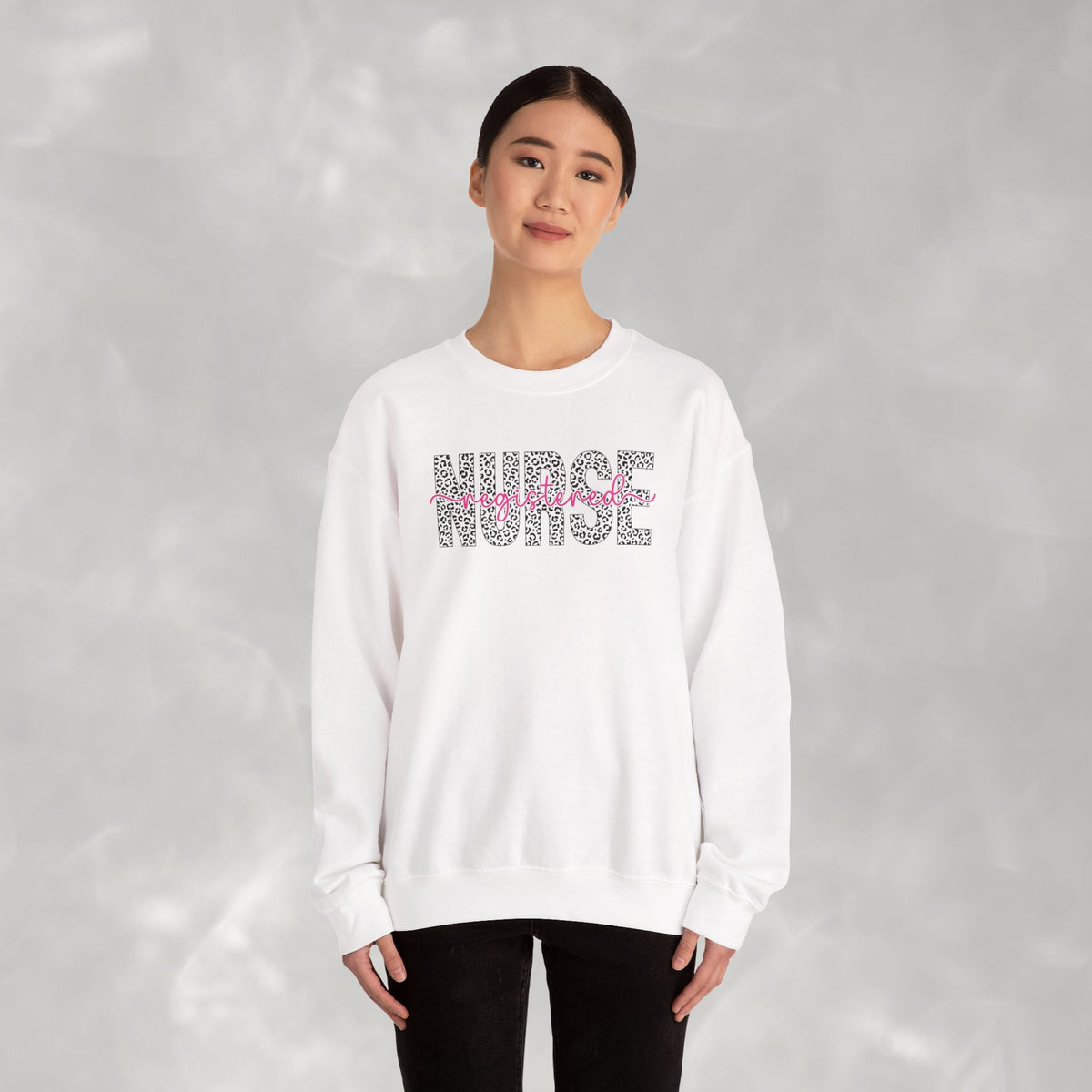 Registered Nurse Leopard Print Gildan Unisex Heavy Blend™ Crewneck Sweatshirt