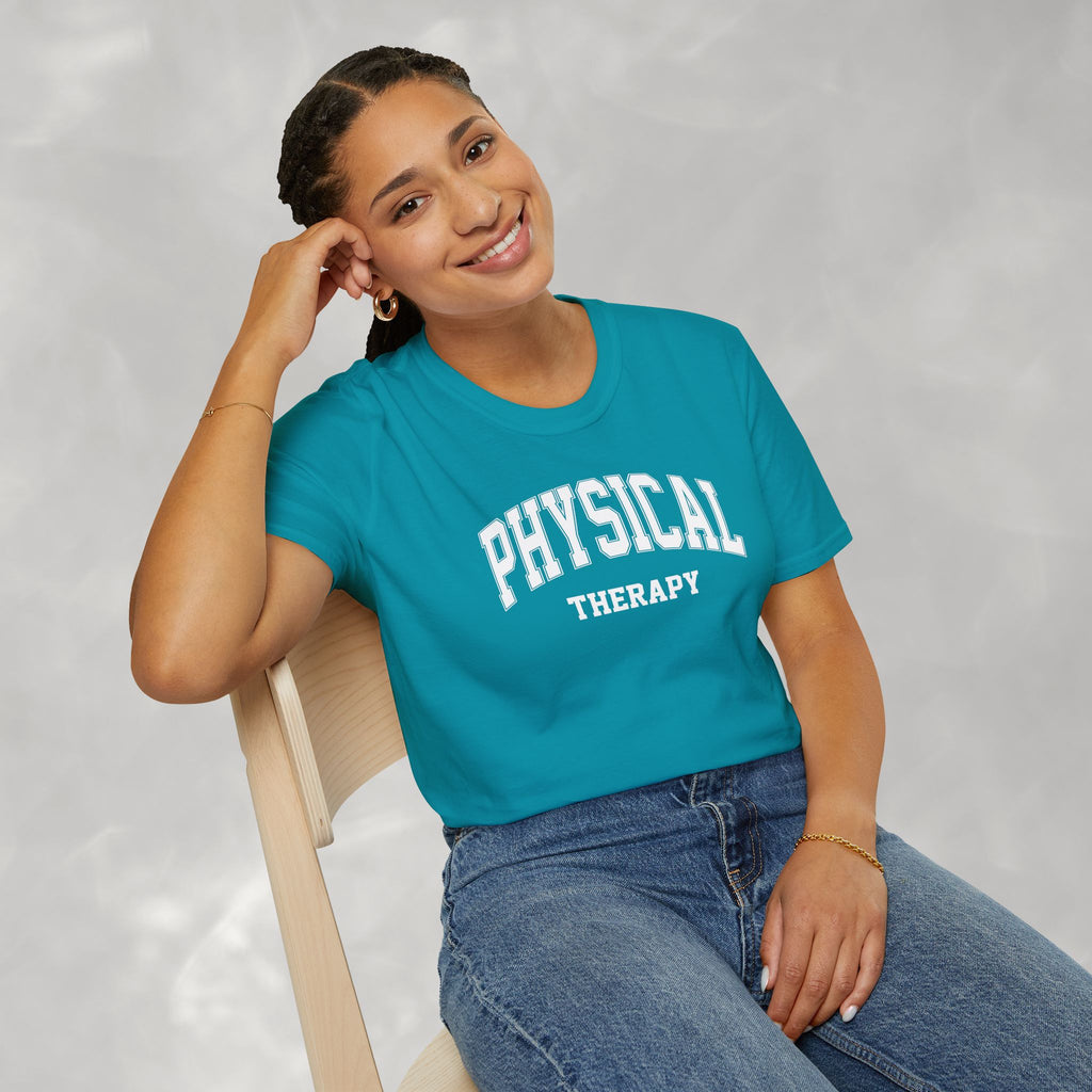 Physical Therapy, Therapist Varsity Style Gildan Unisex Softstyle T-Shirt