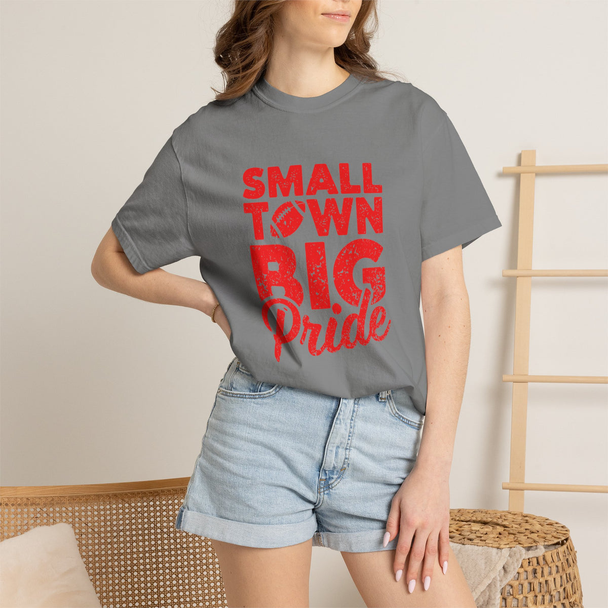 Small Town Big Pride, Football, School Spirit Unisex Comfort Colors Tee