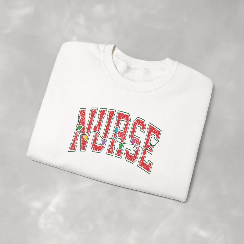 Christmas Lights Nurse Stethoscope Gildan Unisex Heavy Blend™ Crewneck Sweatshirt for RN, LPN, GN, Student Nurse
