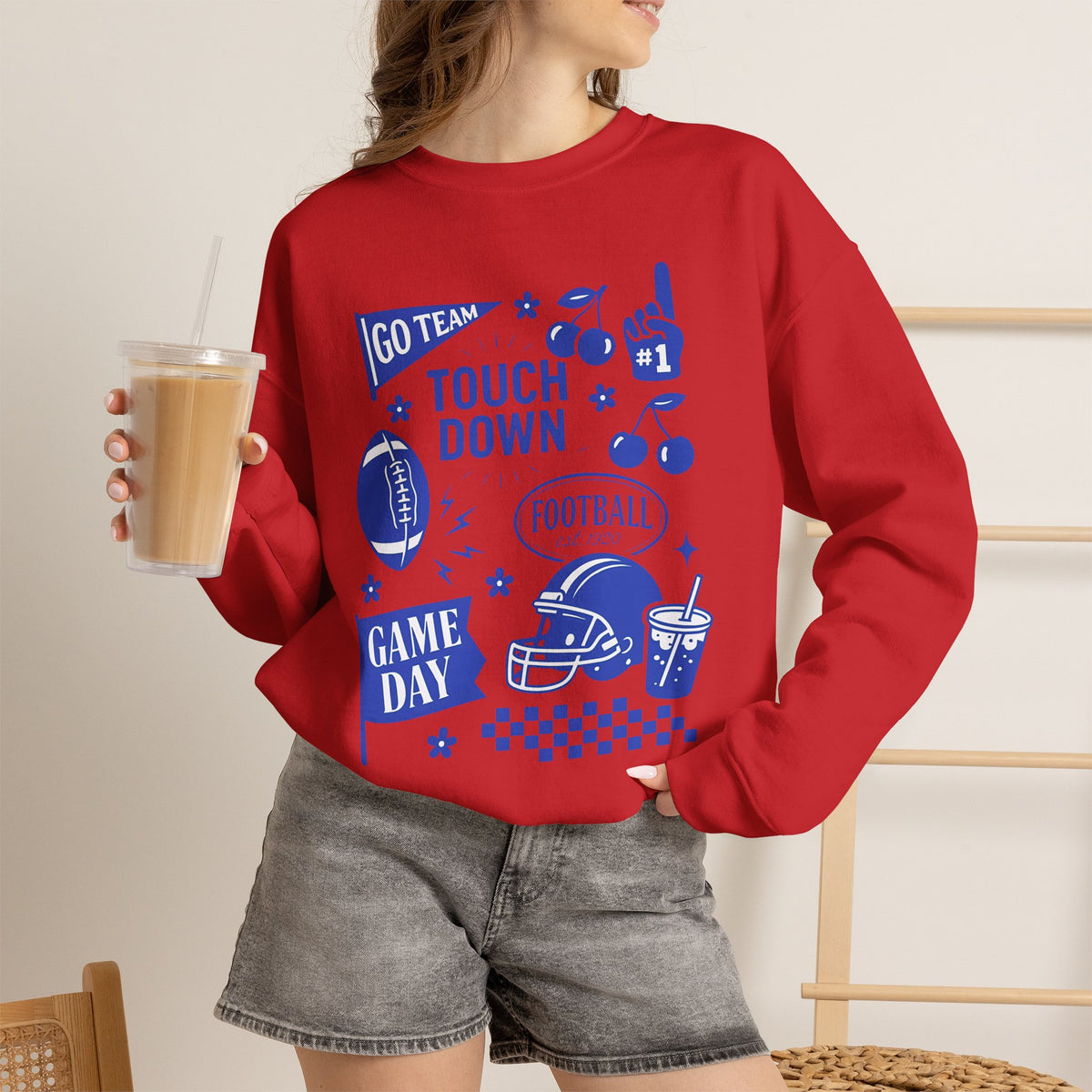 Football Season, Touchdown, Gameday, Cute Gildan Unisex Heavy Blend™ Crewneck Sweatshirt