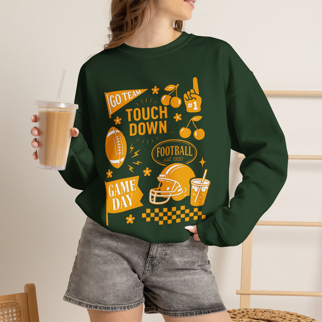 Football Season, Touchdown, Gameday, Cute Gildan Unisex Heavy Blend™ Crewneck Sweatshirt