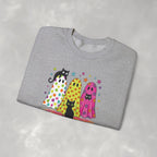 Preppy, Girly, Cute Halloween Ghosts with Cats, Gildan Unisex Heavy Blend™ Crewneck Sweatshirt