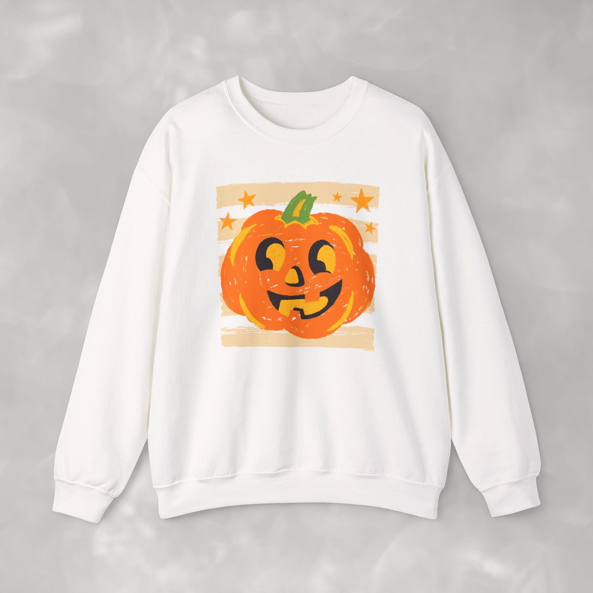 Happy Jack-O-Lantern, Striped Halloween Unisex Heavy Blend™ Crewneck Sweatshirt